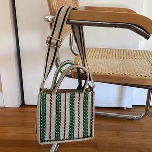 H&M green, black, tan purse.